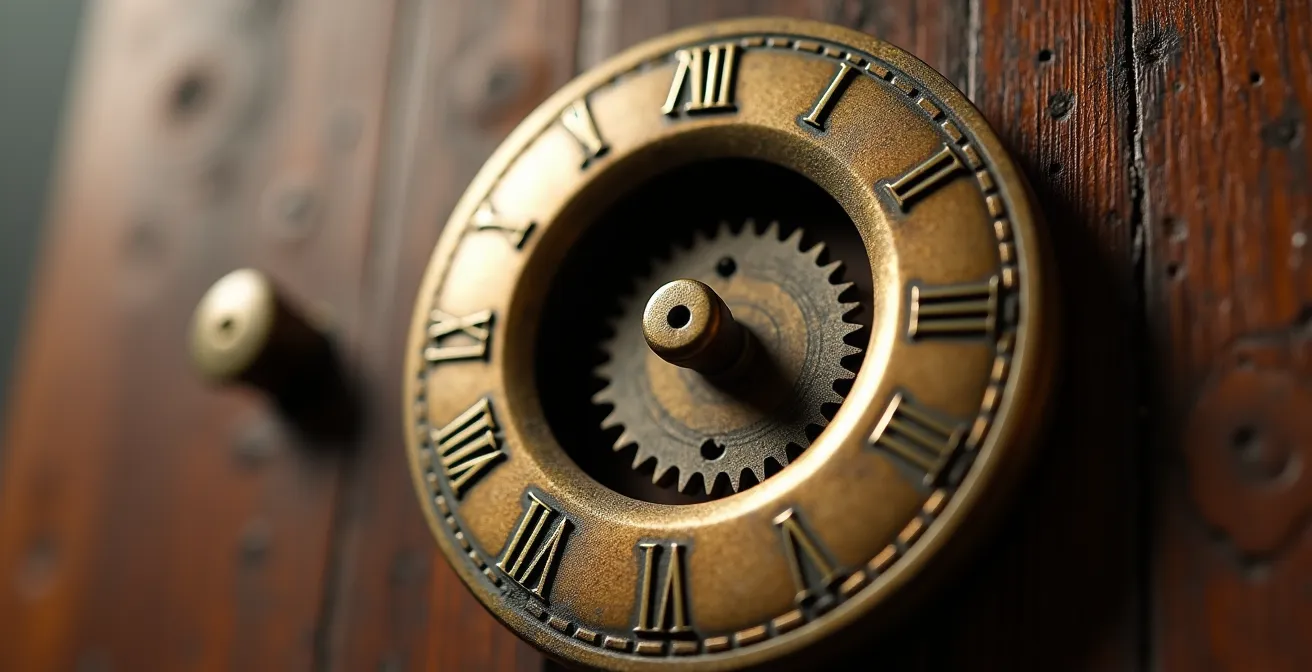 Détail d'une horloge ancienne montrant l'usure du temps
