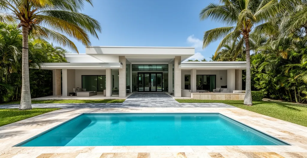 Villa individuelle style Floride avec piscine et palmiers, investissement locatif Orlando